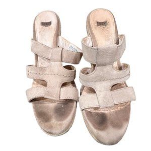 Ugg size 9 wedge slippers beige